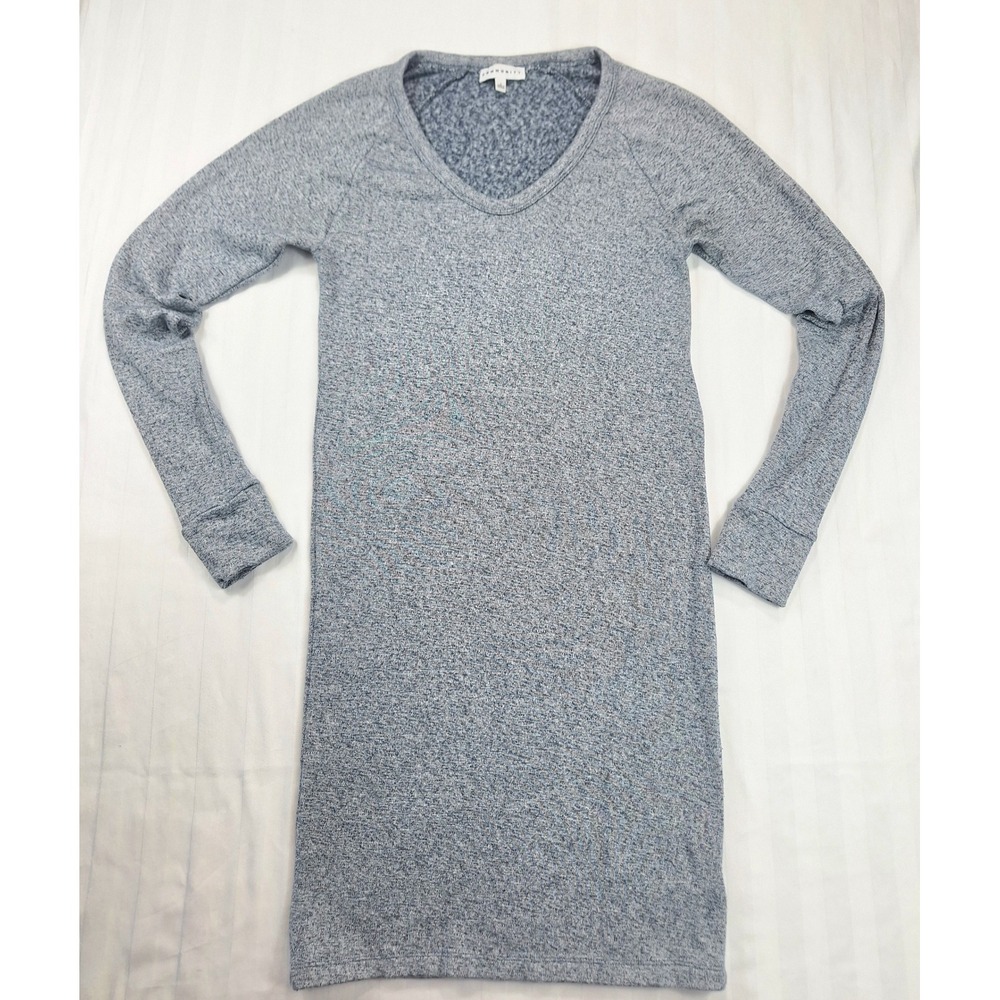 Community Aritzia Blue Heathered‎ V-Neck Raglan Long Sleeve Mini Knit Dress S